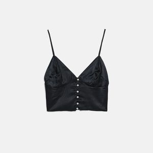 Zara Black Tank with Button Details